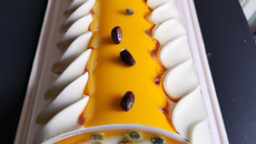 Bûche au chocolat blanc et fruits de la passion