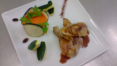 1/2 coquelet au chocolat, écrasé de potiron