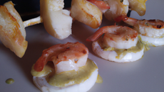 Brochette aigre-douces de Saint-Jacques et crevettes