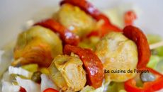 Brochettes de chorizo et artichaut