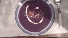 Velouté de choux rouge au bacon