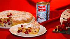 Tarte biscuitée, pommes, canneberges et sirop d'érable