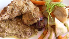 Cuisses de poulet aux épices et sauce moutarde à l'ancienne