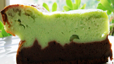 Double moelleux (étage supérieur façon cheese-cake à la menthe, étage inférieur moelleux-fondant au chocolat noir !)