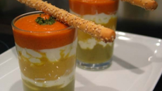 Verrines : Trilogie de poivrons et chèvre