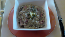 Le risotto lardons champignons