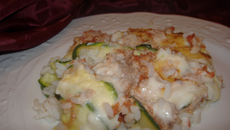 Gratin de courgettes crémeux au riz et thon