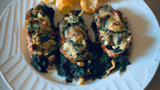 Escalopes roulées épinards châtaignes et gruyère