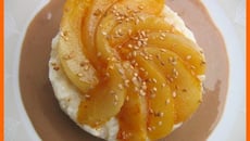 Riz au lait aux poires caramélisées et coulis de carambar