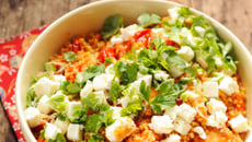 Boulgour au Salakis nature & aux crevettes à la tomate