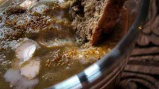 Crème de lentilles, curry massala, mouillettes