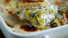 Gratin de poireaux au fromage à raclette RichesMonts