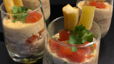 Verrines de macedoine et crabe