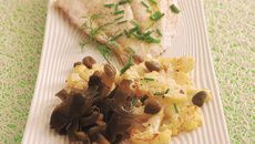 Colin/merlan, chou-fleur en lamelles sauté, wakame, câpres