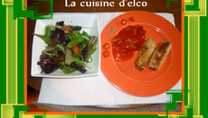 Nems de poulet et salade sauce soja