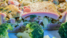 Torti au jambon de parme, brocolis et noisettes