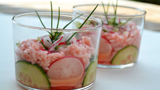 Verrines de riz à la vinaigrette de radis