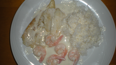 Filet sole/saumon, sauce fruits de mer