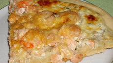Pizza saumon et crevettes