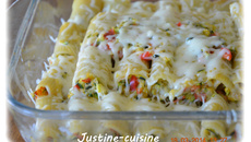 Rigatonis farcis aux légumes et chorizo