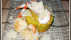 Risotto safrané et son trio de la mer
