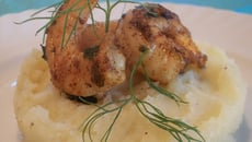 Scampis 4 épices sur lit de pommes de terre au Pied-De-Vent