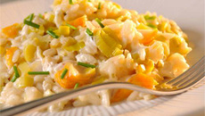 Risotto à l'églefin fumé et aux poireaux