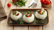 Mozzarella di bufala farcie aux crudités