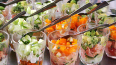 Verrines de saumon et cabillaud crus