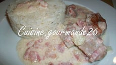 Émincé de dinde aux lardons et à la crème