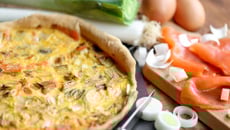 Tarte aux poireaux et au saumon fumé