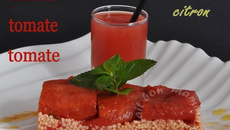 Tomate à la tomate : Semi-confite, gelifiée et taboulé menthe citron