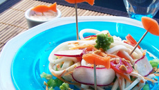 Spaghettis et Tranches de la Mer Coraya aux légumes croquants