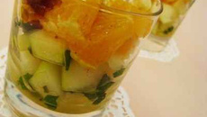 Verrine duo melon-menthe/ orange-dattes