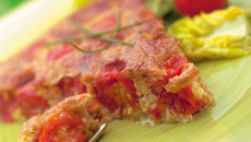 Clafoutis tomate, chèvre et tofu