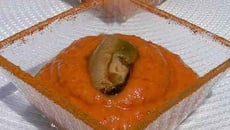 Verrines aux gambas et pimientos