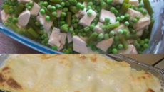 Lasagnes poulet petit pois haricots