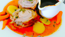 Poitrine de veau rôtie longuement, jus de Savagnin