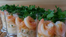 Verrines de pâtes aux crevettes