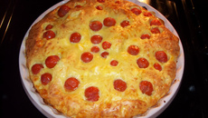 Clafoutis aux tomates cerises et vache qui rit