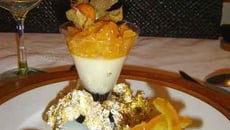 Parfait au Grand Marnier, écorces confites, mousse aux mandarines