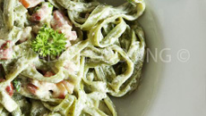 Tagliatelles épinards à la carbonara