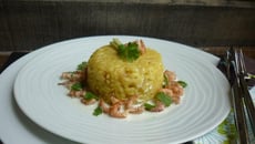Risotto au curry, coco et crevettes grise