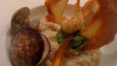 Risotto aux fruits de mer, tuile de parmesan