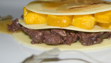 Lasagnes ouvertes au boudin noir, potiron et infusion