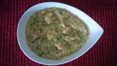 Risotto aux asperges et queues de crevettes