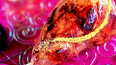 Délice de lapin doré au millefeuille de chorizo et foie gras