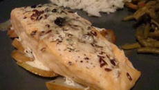 Pavé de saumon poire et roquefort