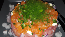 Tartare de saumon aux crevettes
