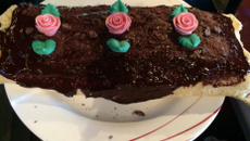 Bûche à la crème de cerise glacée au chocolat noir sans gluten ni caséine